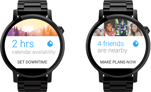 Downtime context aware notifications for Android Wear in Material Design on Moto 360