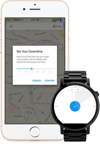 Downtime Material Design launchscreen for iPhone 6s and Android Wear